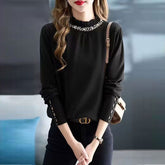 Design Sense Beaded Temperament Mock Neck Sweater