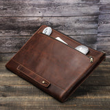Protective Case Crazy Horse Oil Leather Zipper Laptop Bag
