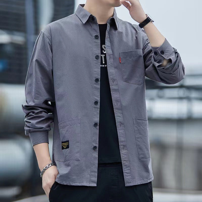 Casual Lapel Long Sleeve Shirt With Pockets Spring And Autumn Jacket Shirt Men's Tops Casual Lapel Long Sleeve Shirt With Pockets Spring And Autumn Jacket Shirt Men's Tops