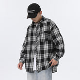 Амрико Retro Plaid Курта ҷомаи фуҷур мардон баҳор тирамоҳи тасодуфӣ