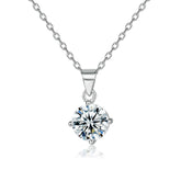 S925 Sterling Silver Necklace Simple Zircon Pendant Micro-inlaid