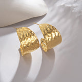 C- Shaped Irregular Pleated Earrings Women's Retro