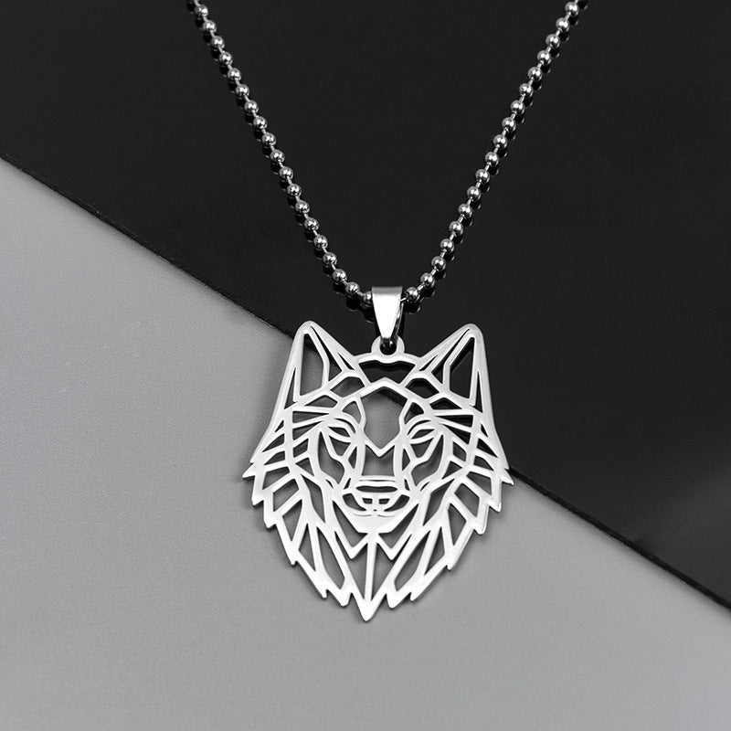 Stainless Steel Hollow Wolf Head Pendant Necklace For Men Animal Jewelry Stainless Steel Hollow Wolf Head Pendant Necklace For Men Animal Jewelry