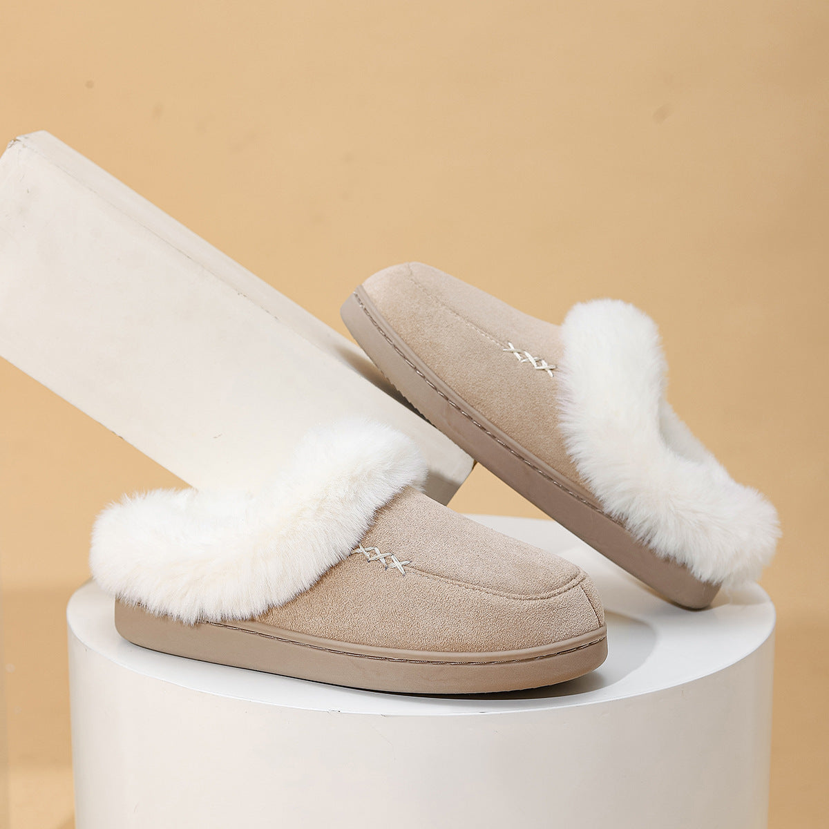 Fluffy Home Warm Non Slip Cotton Slippers