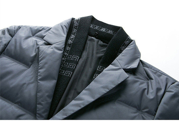 Winter men's suit detachable scarf collar casual down jacket