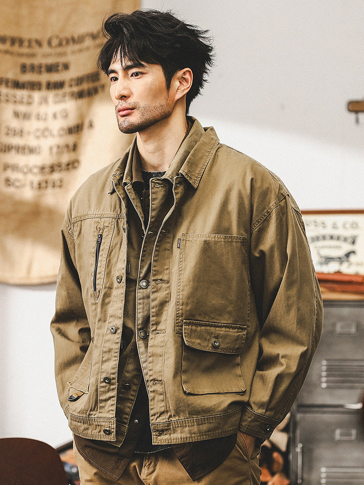 Retro Maillard Fishbone Workwear Jacket