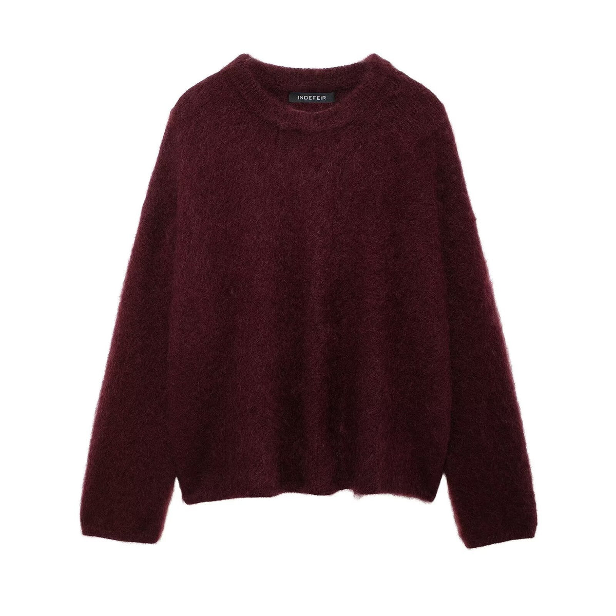 Women's Street Fashion Solid Color Round Neck Large Profile Sweater