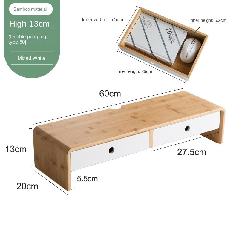Nan Bamboo Computer Monitor Booster Organizer
