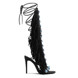 European And American Flowing Comb Beauty High Heel Sandal Boots Strap Plus Size