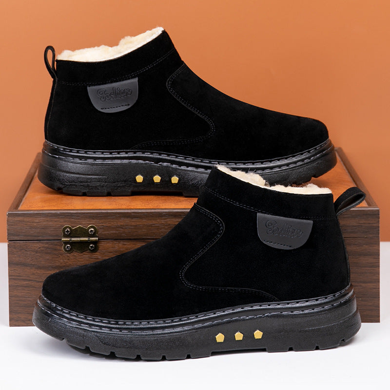 Warm Non-slip Sheep Wool Plus Velvet Thick Cotton Shoes