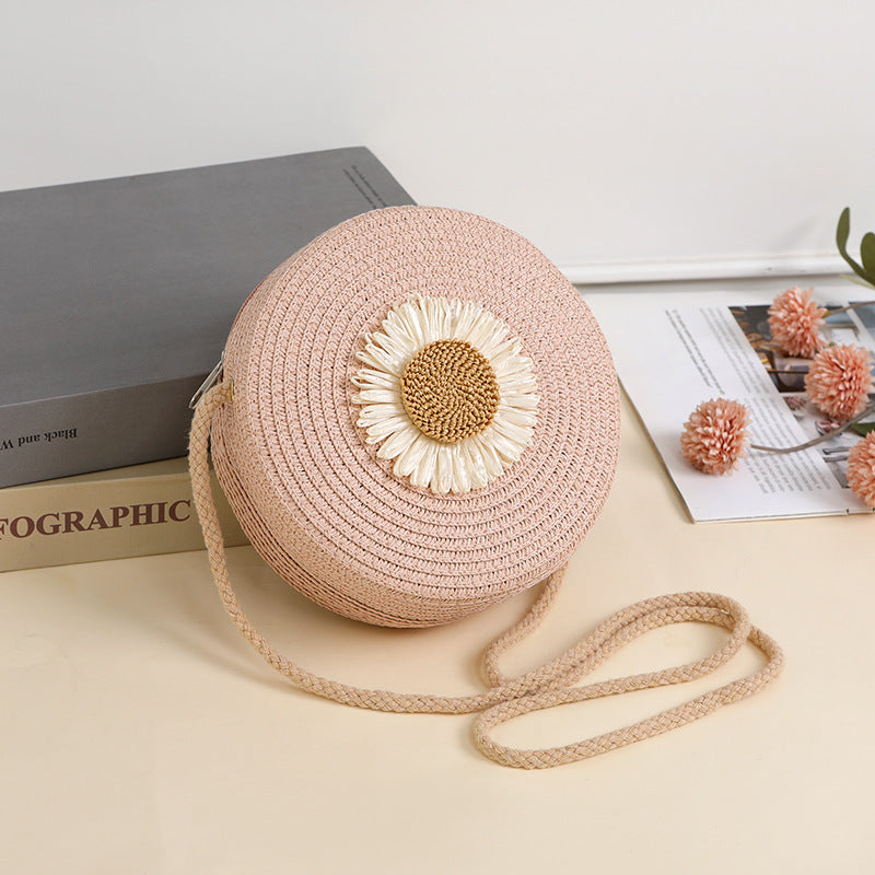 Пасторалӣ Style Raffia халтаи бофташуда телефони мобилӣ халта Crossbody