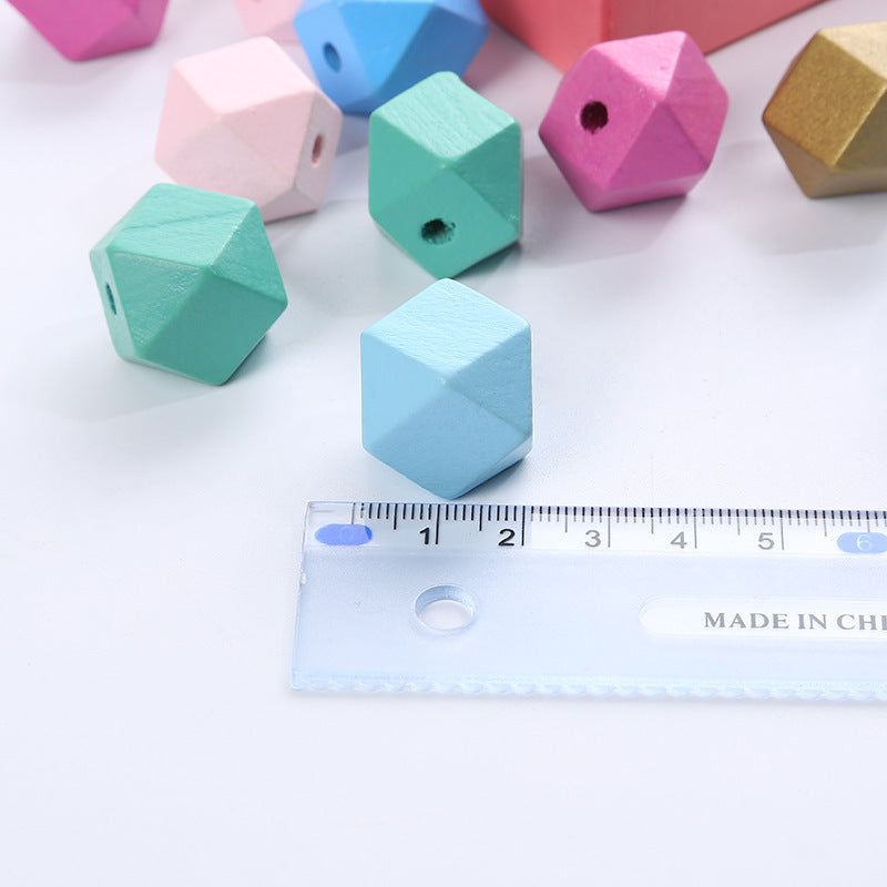 Creative Geometric Cut Plane Octagonal Wood Bead Polyhedral Beading