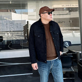 Мужская куртка большого размера из тонкого хлопка с короткими лацканами