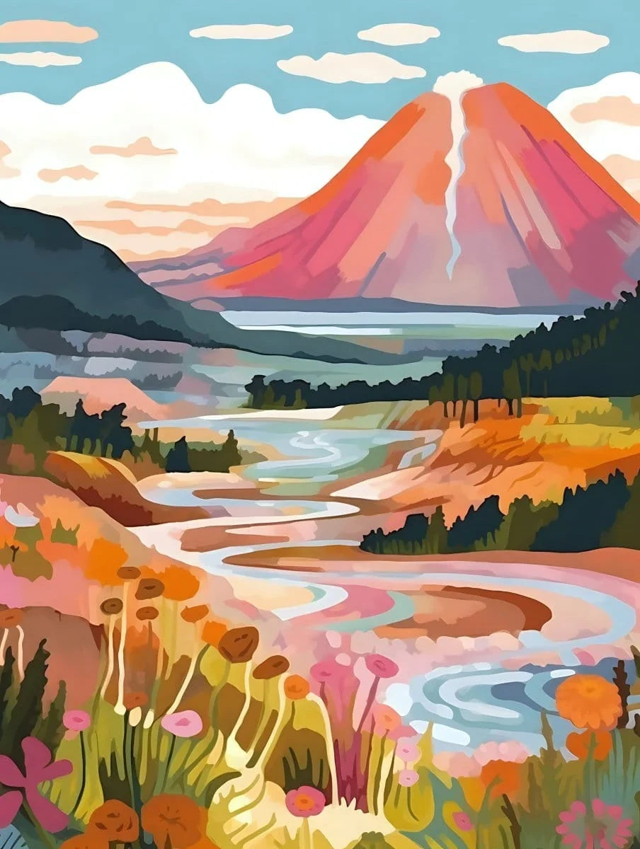 Coloring Drawing DIY Digital Oil Painting Flower Landscape Manual