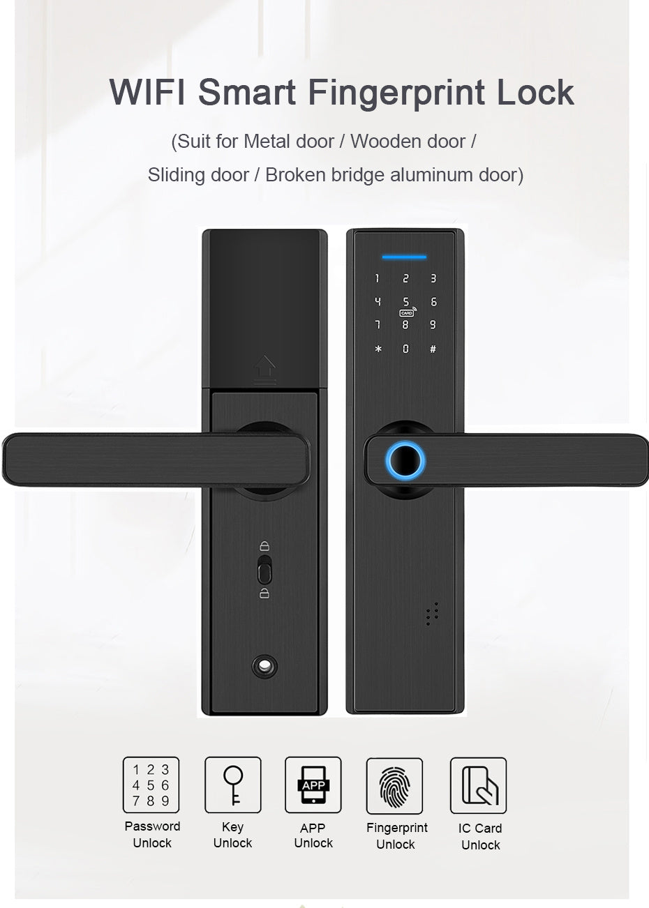 Fingerprint Lock Smart Lock Card Password Remote Control Normally Mode