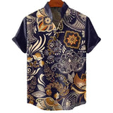 Мужская рубашка с воротником-стойкой и коротким рукавом, льняная