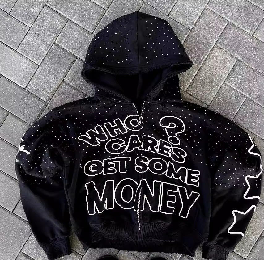 European and American High Street Dark Style Letter Print Hoodie