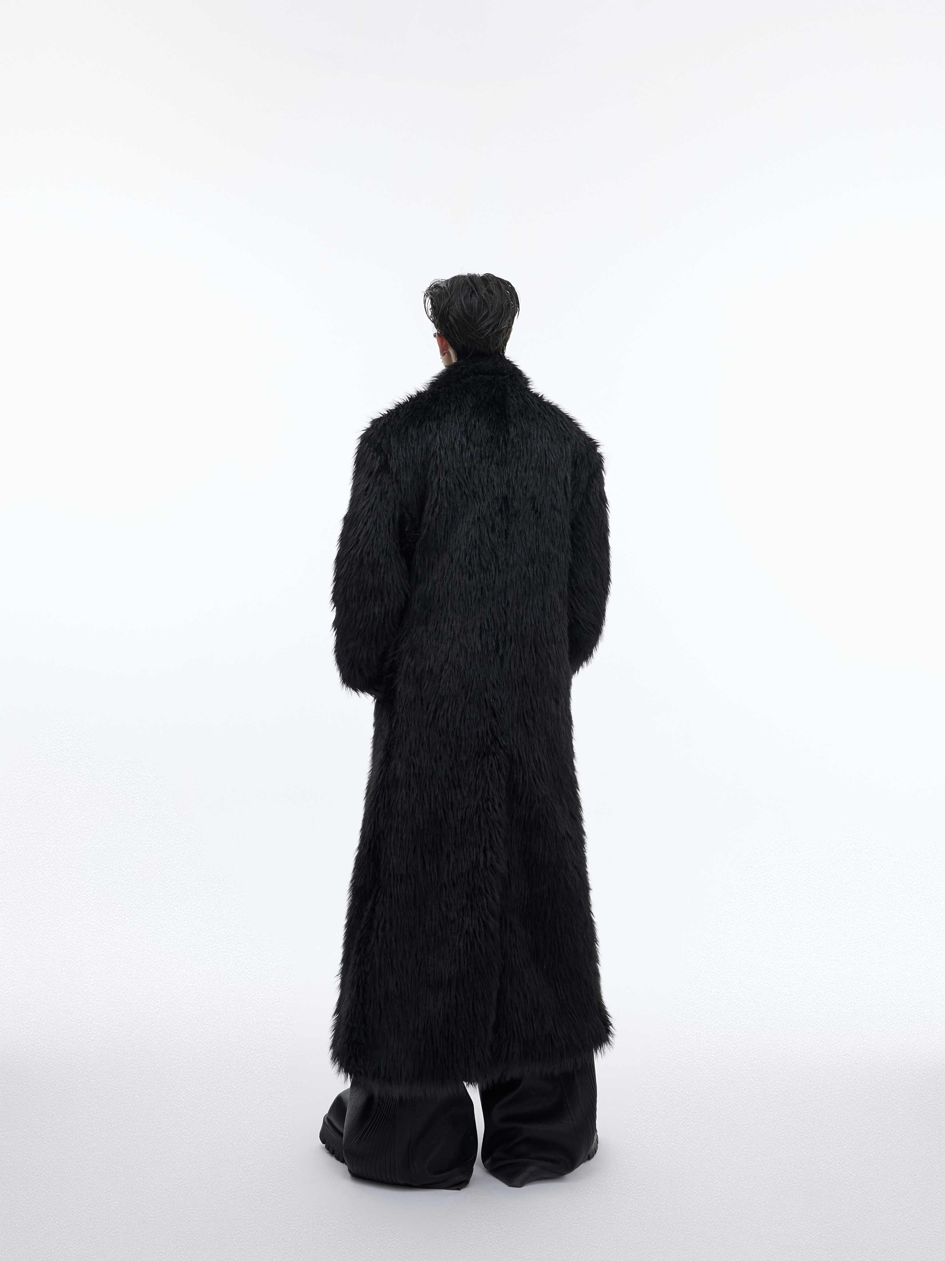 Mink Fur Coat Long Below Knee Plush Trench Coat