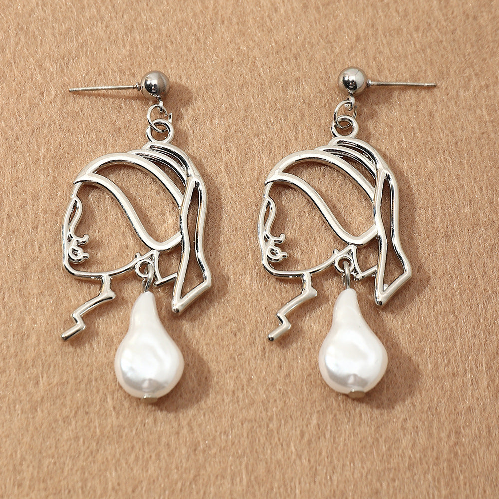 Cross Border Alloy Pearl Earrings For Girls Jewelry