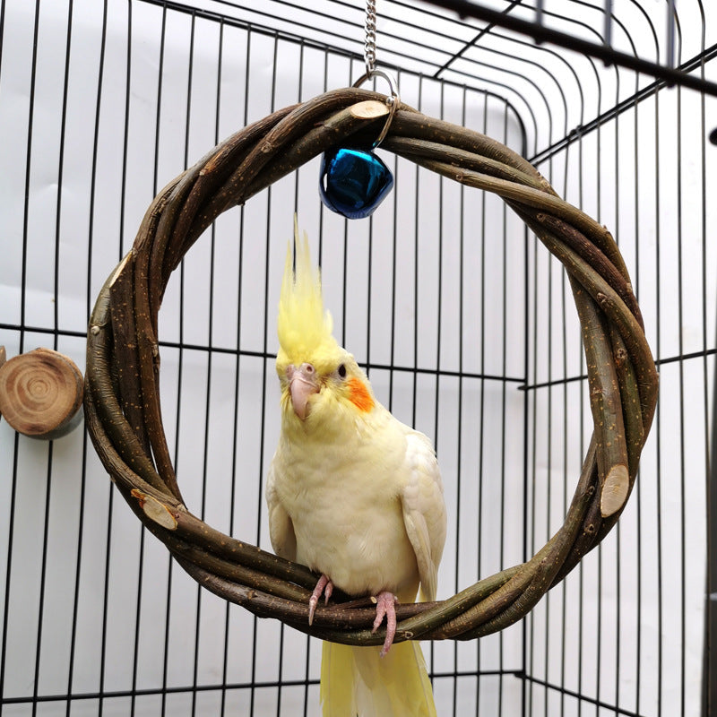 Паррандаи истода чорчӯбаи Rattan ҳалқаи хоидан Toy қафаси парранда