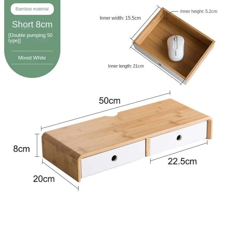 Nan Bamboo Computer Monitor Booster Organizer