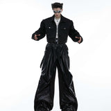 Gradient Design Padded Shoulder Short Jacket