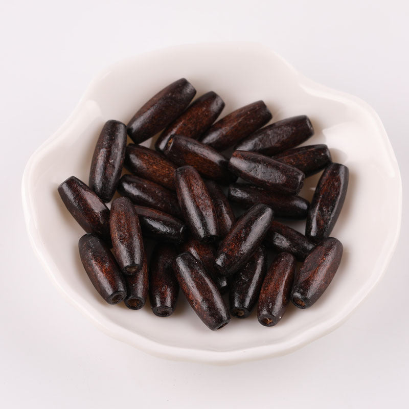 Natural Olive Shape Loose Wood Beads Coffee Black Handmade Wooden Puzzle DIY Jewelry Making