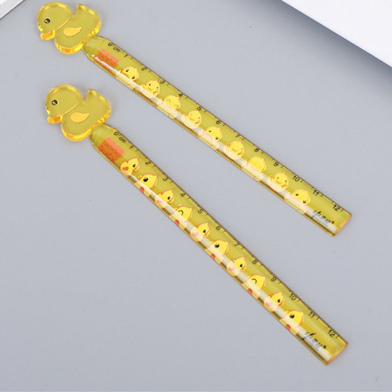 Creative Yellow Duck 12cm Ruler Children Color Plastic Ruler Office Stationery Drawing Ruler