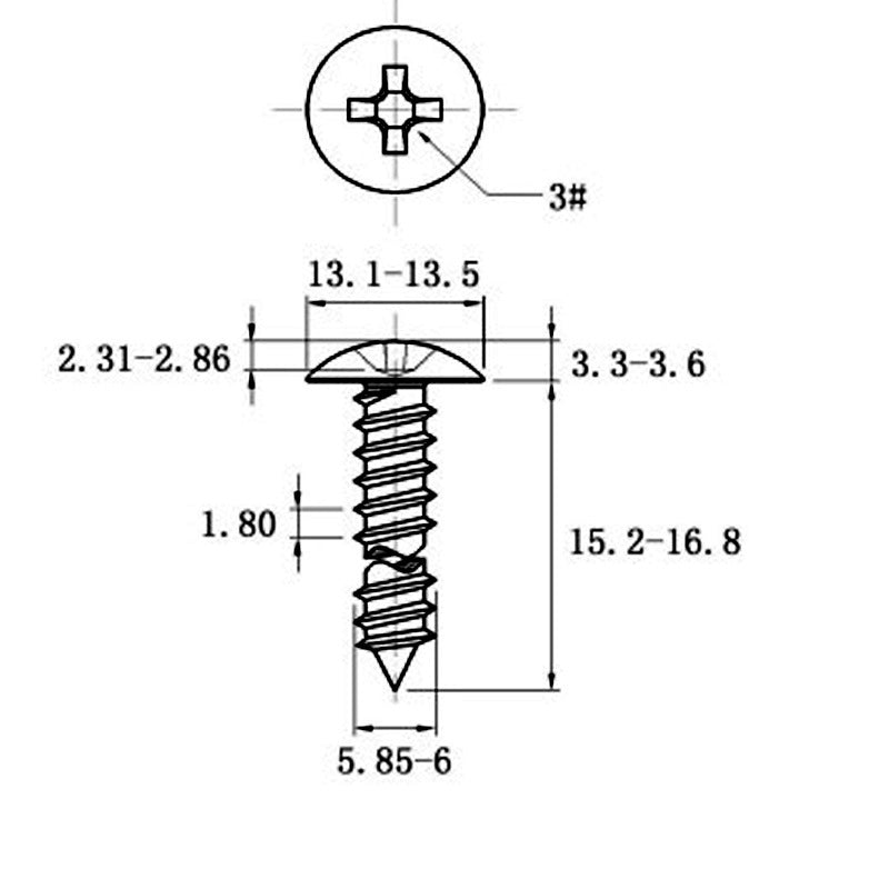 Stainless Steel Cross Big Head Self-tapping Screw Mushroom-shaped Haircut Round Head