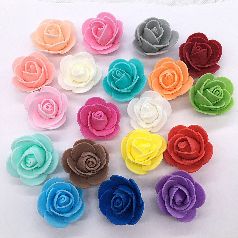 Lot 500Pcs Diameter 3cm Foam Rose Artificial Flowers Gifts Box Diy Wedding Christmas Home Decor art materials
