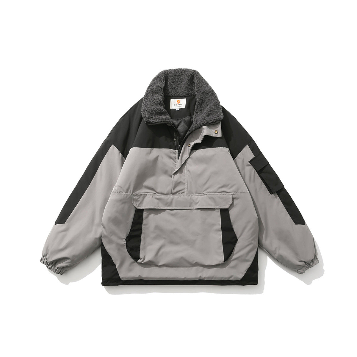 Men's Retro Cotton Coat with Pockets and Color Blocks