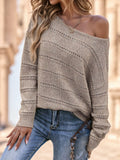 Pointelle Knit Drop Shoulder Sweater