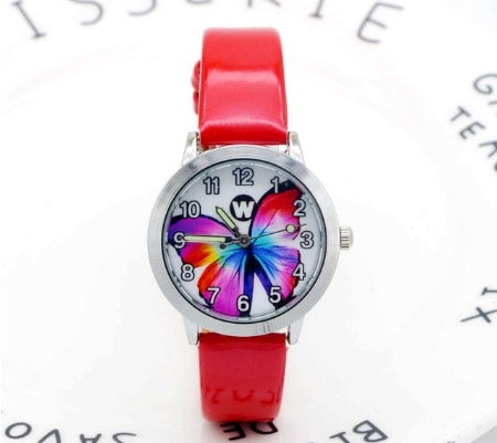 Children's Watches Kids Quartz Watch Student Girls Quartz-watch Cute Colorful Butterfly Dial Waterproof Watch 