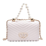 Sweet Lady Pearl Tote Bag Fashion New High-quality PU Leather Handbag Travel Chain Shoulder Messenger Bag
