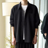 Куртка с воротником-поло из вафельной ткани, свободная мужская рубашка