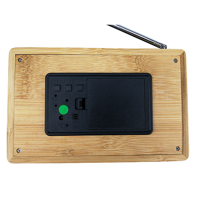 Bamboo LED Clock FM Radio Electronics