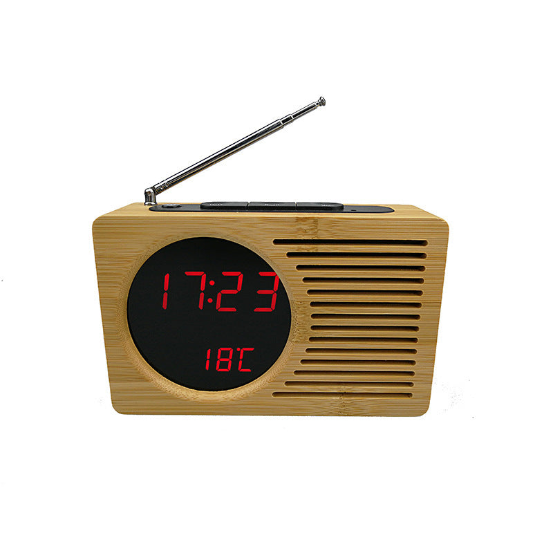 Bamboo LED Clock FM Radio Electronics