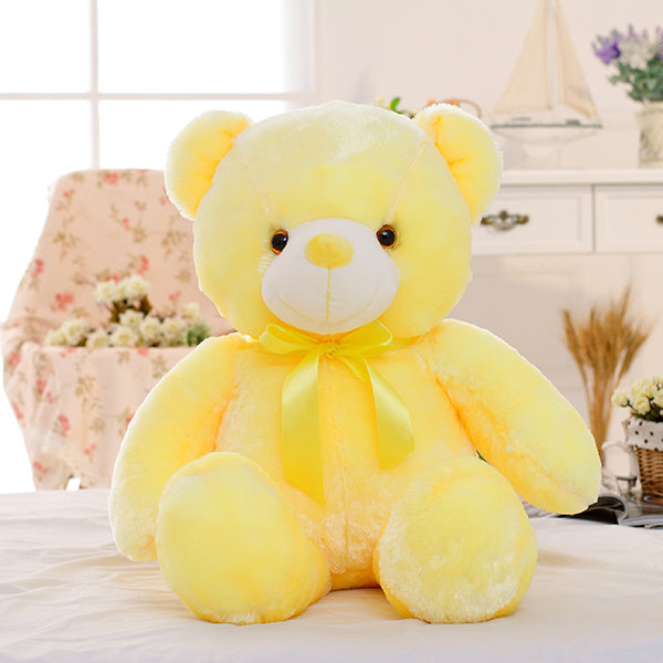Creative Light Up LED Teddy хирс ҳайвонҳои пурпӯши бозичаҳои зебои дурахшон тӯҳфаи солинавӣ барои кӯдакон болишт