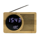 Bamboo LED Clock FM Radio Electronics