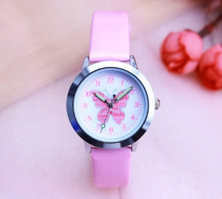 Children's Watches Kids Quartz Watch Student Girls Quartz-watch Cute Colorful Butterfly Dial Waterproof Watch 