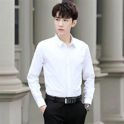 Белая рубашка мужская с длинным рукавом Slim Fit All-match Solid Color