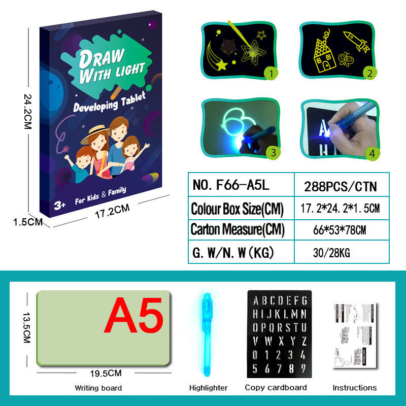 Бозичаҳои таълимӣ Pad Drawing 3D Magic 8 Effects Light Board Sketchpad