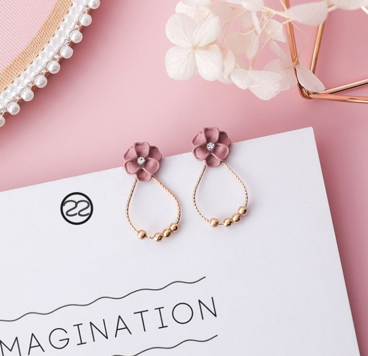 Fashion Korean Japanese Girl Simple Lovely Earrings Flower Fabric Swings Fashion Earrings For Women Jewelry Accessories
