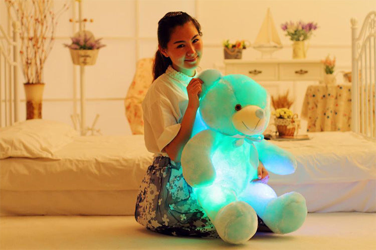 Creative Light Up LED Teddy хирс ҳайвонҳои пурпӯши бозичаҳои зебои дурахшон тӯҳфаи солинавӣ барои кӯдакон болишт
