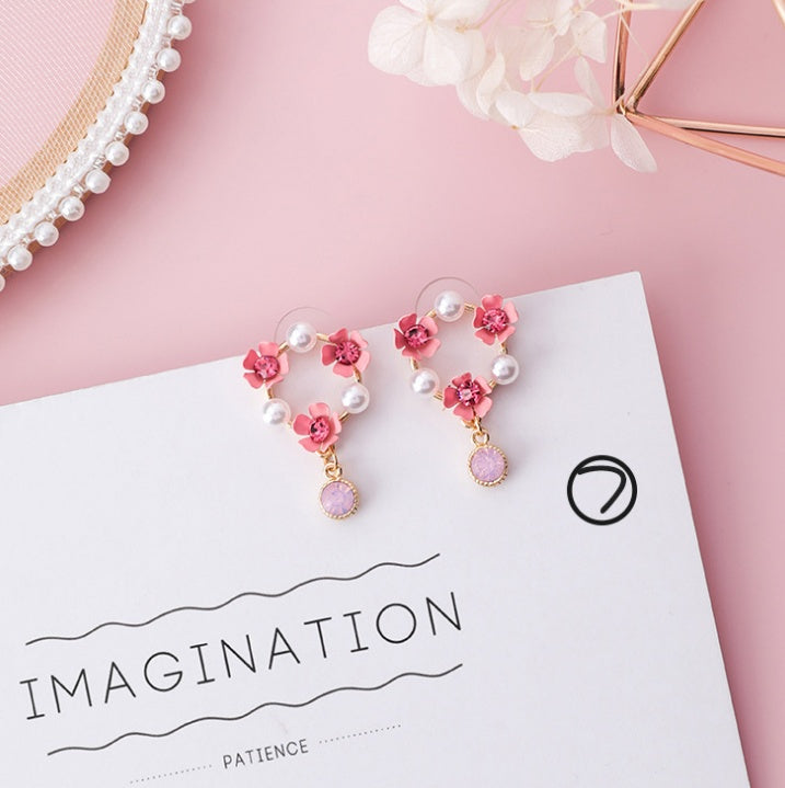 Fashion Korean Japanese Girl Simple Lovely Earrings Flower Fabric Swings Fashion Earrings For Women Jewelry Accessories