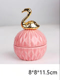 Jewelry Storage Box Organizer for Women Pink Ceramic Dustproof Cover Home Deco Desktop Organization Jewellery Storage Case