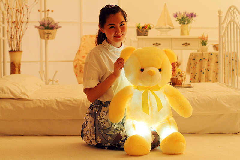 Creative Light Up LED Teddy хирс ҳайвонҳои пурпӯши бозичаҳои зебои дурахшон тӯҳфаи солинавӣ барои кӯдакон болишт