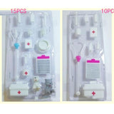 15 Pieces Children's Doll Medical Tools Play House Set With Pets, Plastic Toys, Furniture Accessories 465g