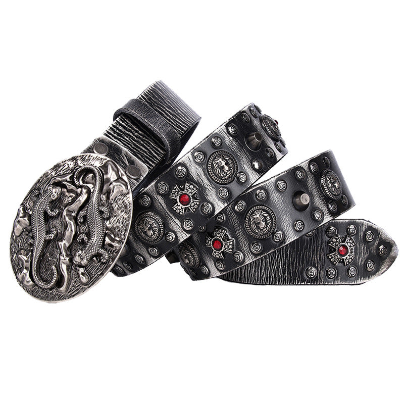 Personality Punk Rivet Men's Leather Belt Performance