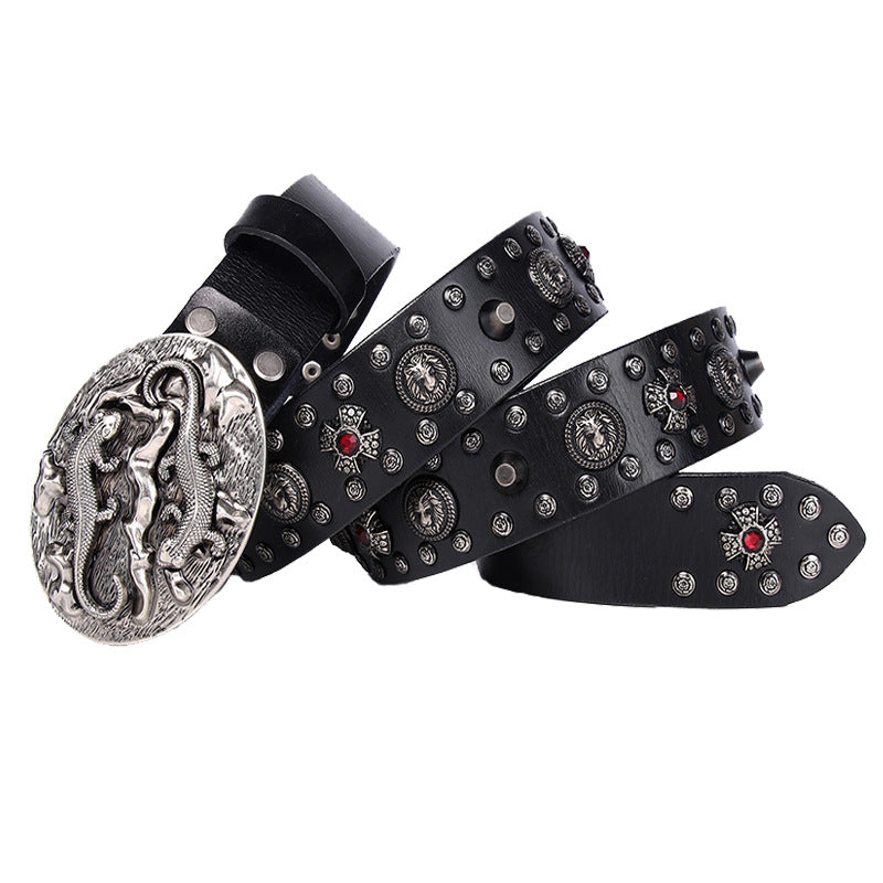 Personality Punk Rivet Men's Leather Belt Performance